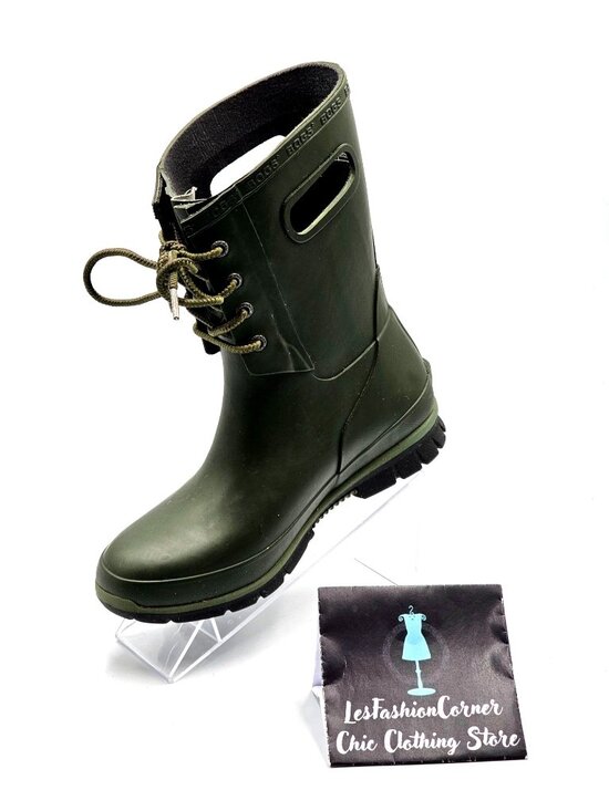 Bogs Womens Amanda II Tall Waterproof Casual Rain Boots  Bogs Women\'s Olive Green Rubber Amanda Waterproof Outdoor Rain Boots Sz 6 2347